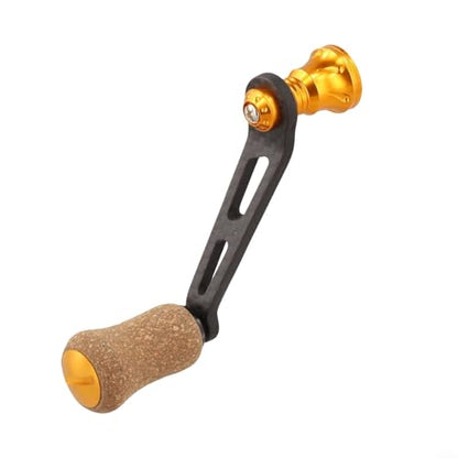 Carbon Fiber Fishing Reel Handle, 70mm Round Knob with Bearings, Screw-in Arm for Daiwa Fuego Salamandura Spinning-Reels(gold) - color: gold
