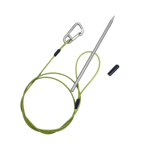 COOLHOOD Fish Stringer with Carabiner and Stainless Steel Cable Stringer Fish Holder for Diving Quick Handspear Underwater Fishing Gear with Tip - color: 120cm