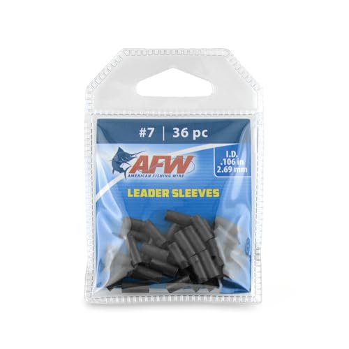 AFW Thin Wall Double Barrel Crimp Sleeves - Premium Fishing Copper Crimp Sleeve with Burr Free Black Finish, Enhanced Flexibility - Durable and Lightweight - Retail & Bulk Pack Available - color: Black, style: #7/.106" - 36 pc
