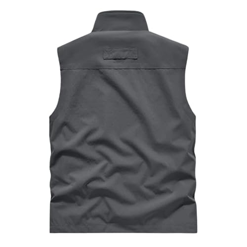 Mens Golf Vest Waterproof Fishing Shirt Zip Up Sleeveless Jacket with Pockets Outdoor Camping Hiking Shirts Travel Photo Vest - color: A06 Gray, size: X-Large