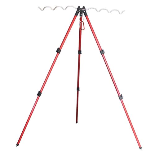 Aluminum Retractable Fishing Tripod Stand, Foldable Rod Holder with Ground Spikes, Adjustable Height Pole Rack for 7 Rods, Portable for Outdoor Camping, Blue 47.2 Inch