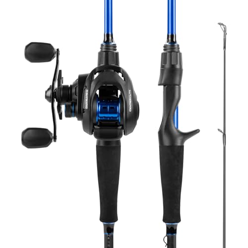 KastKing Centron Fishing Rod and Reel Combo, Spinning & Baitcasting Combos, IM6 Graphite 2Pc Blanks, Stainless Steel Guides with Ceramic Rings, Contoured EVA Handles & Fighting Butt - style: Cast-7' Mh, Left Handed