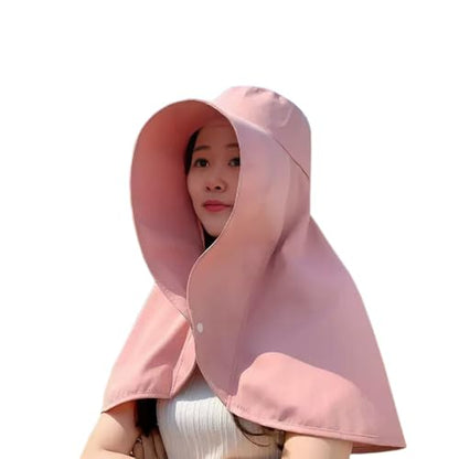 Fashion Outdoor Beach Hats UPF 50+ UV Sun Protection Wide Brim Shawl Breathable Face Neck Flap Cover Folding Sun Hat - color: Pink