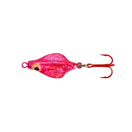Lindy Rattl'N Flyer Spoon Hybrid Ice Fishing Lure Jigging Spoon - color: Scarlet Ice, size: 1/16 oz