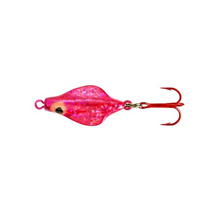 Lindy Rattl'N Flyer Spoon Hybrid Ice Fishing Lure Jigging Spoon - color: Scarlet Ice, size: 1/16 oz