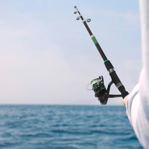 Telescopic Fishing Rod and Reel, Portable Travel Fishing Kit with Tackle Box, Lightweight for Backpacking, Beginner - size: Green Rod Set