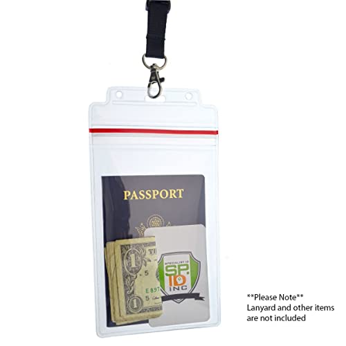 Extra Large Waterproof Badge Holder - 4 X 6 Inch Passport & International Immunization Card - Heavy Duty Resealable Zip Top Closure - 4x6 Holders by Specialist ID (Great for Cruise Essentials) - size: 1 Single