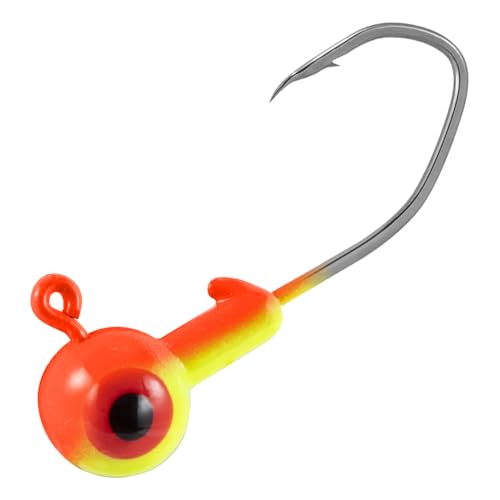 Dr.Fish 20 Pack Fishing Jig Heads, Crappie Jigs Round Ball Sickle Hooks Freshwater Fishing Hook Lures Bass Trout Panfish Bluegill - color: Orange Yellow, size: 1/4oz-#2 Hook