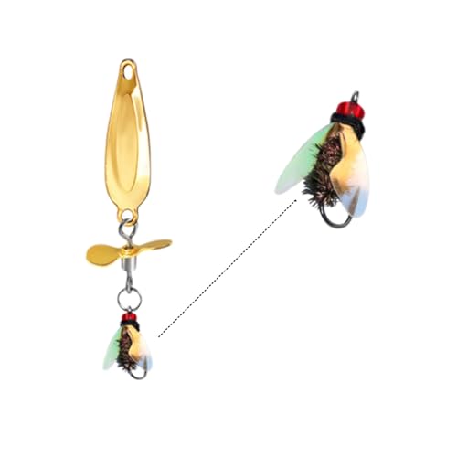SHIAWASENA Fishing Spinners, 10pcs Trout Fishing Lures Kit, Inline Spinner Baits with Single Hooks &Treble Hooks & Fly Hooks, High-Reflective Flash Spoons for Trout, Salmon, Panfish, Bass, Pike - style: C#