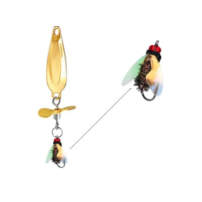 SHIAWASENA Fishing Spinners, 10pcs Trout Fishing Lures Kit, Inline Spinner Baits with Single Hooks &Treble Hooks & Fly Hooks, High-Reflective Flash Spoons for Trout, Salmon, Panfish, Bass, Pike - style: C#