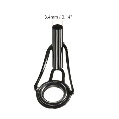 PATIKIL Tube Dia Fishing Rod Tips Repair Kit, Stainless Steel Black Guide Ring for Fishing - size: 3.4mm