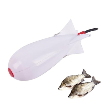Rocket Bait Feeder - Lightweight Fishing Bait Feeder, Carp Fishing Feeder with Rocket Shape | Carp Fishing Tackle, Fishing Lure, Fishing Bait Cage Float Thrower Suitable for Swimbait Swimming Lures - color: White