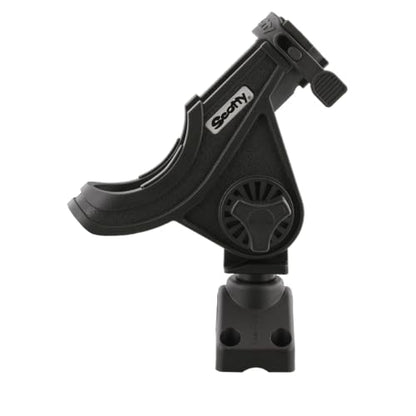 Scotty 0280-BK Rod Holder, Baicaster/Spinning, black W/0241 Side/Deck Mount | 360 Degree Rotation, Heavy-Duty Nylon, Fishing Accessory, Adjustable