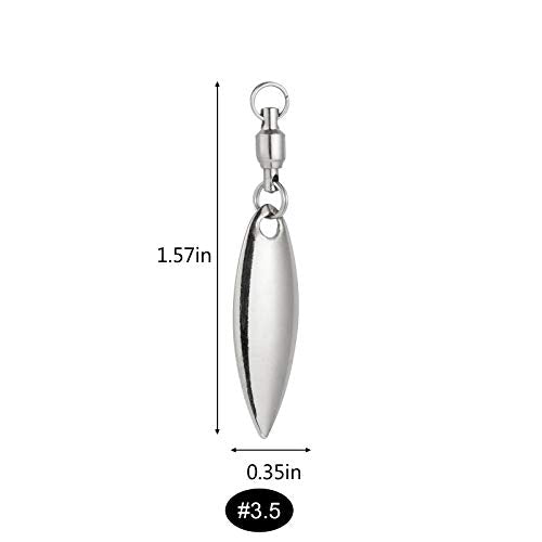 Alwonder 10 Pack Spinner Blades with Ball Bearing Swivels Tail Spinner Spinnerbait Lure Making Supplies Bass Lures Soft Lures - color: #3.5 Willow Blades, Silver, 10pcs