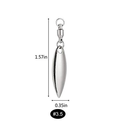 Alwonder 10 Pack Spinner Blades with Ball Bearing Swivels Tail Spinner Spinnerbait Lure Making Supplies Bass Lures Soft Lures - color: #3.5 Willow Blades, Silver, 10pcs