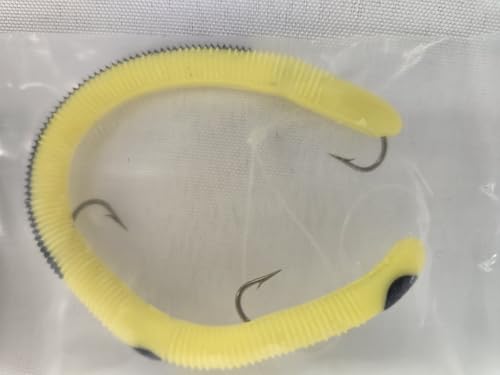 Kelly's Striper 12 Pack Anise Scented 3 Hook Pre-Rigged Worms, Plastic, 5.5 Inches, 8 Colors, Made in USA - color: Yellow/Black