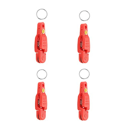 4Pcs Heavy Tension Snap Release Clips Lead Line Clip with Key Ring for Weight Planer Board Kites Downrigger Trolling Fishing - color: Red