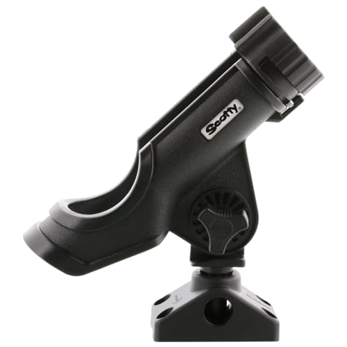Scotty #230 Powerlock Rod Holder with #241 Side/Deck Mount, Adjustable Boat Fishing Rod Holder, Universal Cradle Design, Side or Deck Mount Installation, Marine-Grade Construction - color: Black