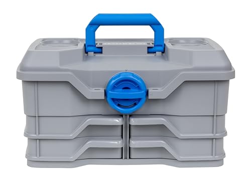 Flambeau Outdoors Next Gen 4/0 Medium Fishing Tackle Box - 4 Pivot Trays, 23 Compartments, Includes 25-piece Tackle Kit, Fishing Tackle and Gear Storage, Fishing Lure Organizer, Light Gray - size: Medium - With Tackle Kit - Light Gray