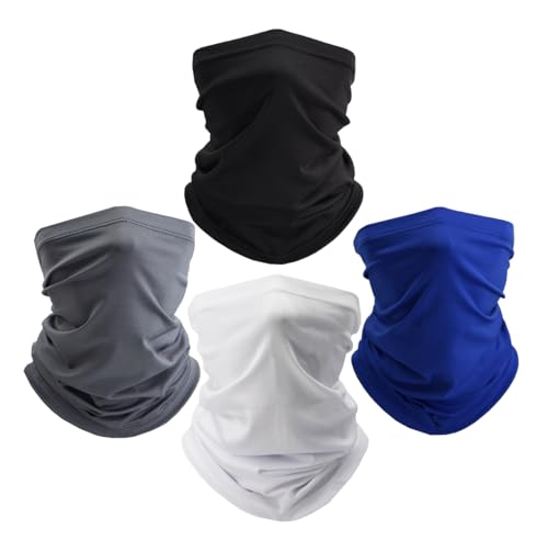 Fishing Neck Gaiter, Sun Protection Face Mask, Cooling Neck Shield Scarf Cycling Balaclava Bandana for Men and Women - color: Black+white+royal Blue+grey