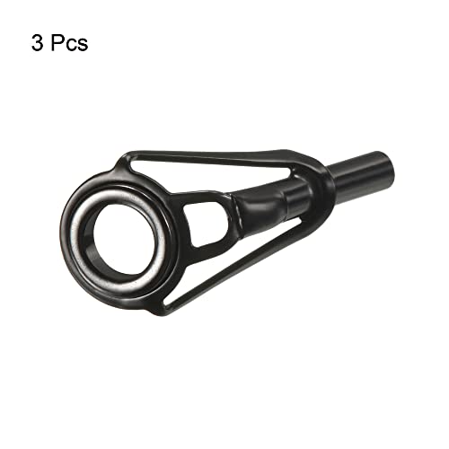 PATIKIL Tube Dia Fishing Rod Tips Repair Kit, Stainless Steel Black Guide Ring for Fishing - size: 2.6mm