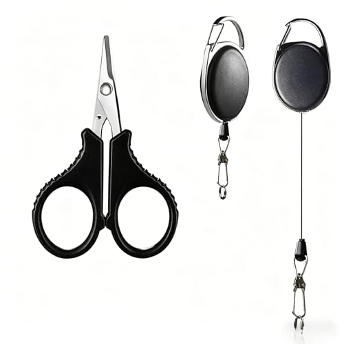 Special Fishing Scissors for Cutting PE Braided Line, Nylon & Fluorocarbon Lines - With Retractable Buckle, Stainless Steel (Silver) - color: Silver