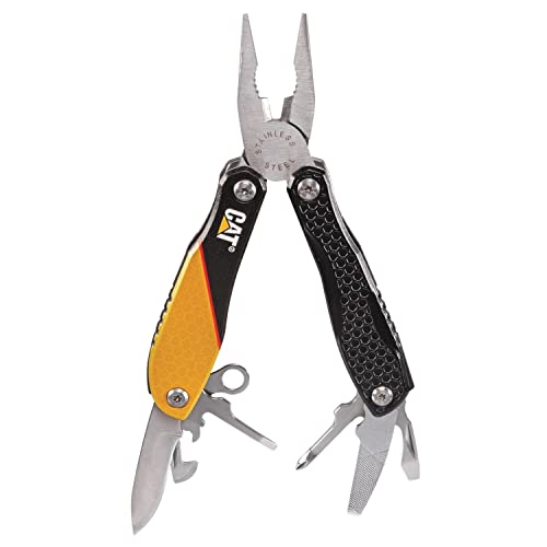 Cat 12-in-1 Multi Tool, Stainless Steel Pocket Tool with Pliers, Knife, Screwdrivers, Bottle & Can Opener – Lightweight Anodized Aluminum Handle for Camping, Outdoor, Auto, RV & Everyday Use - 980057 - size: 12-in-1
