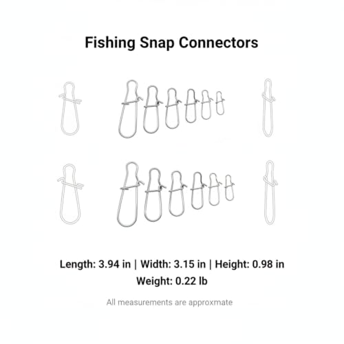 Gourd-Shape Stainless Steel Lure Snaps, Silver Finish Quick-Change Connectors for Saltwater and Freshwater Fishing Tackle (100-Pack Assorted Sizes) - size: 3.94 x 3.15 x 0.98"