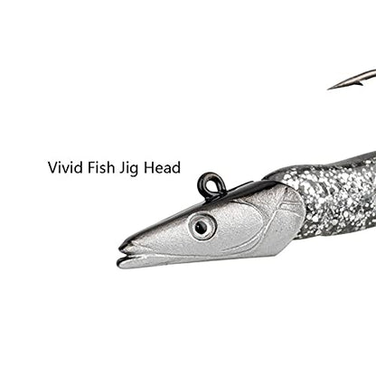 Lead Head Jigs Soft Lures for Hunting or Fishing Lures Swimbaits with Hooks,Artificial Fishing Baits for Saltwater & Freshwater(5pcs/Set) - color: 0.35oz-3.9"