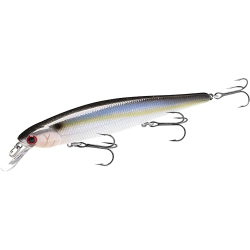 LUCKY CRAFT Slender Pointer 112 MR Fishing Lure, 4.5" Suspending Jerkbait, 4-5 ft Depth, Long Casting, Freshwater Trout and Bass Lures, Bass Fishing Gear and Tournament Hard Bait - color: 183 Pearl Threadfin Shad