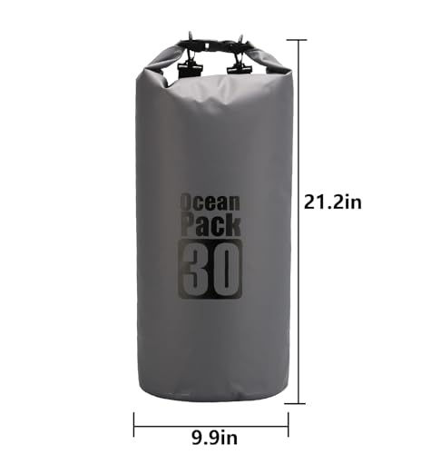 Dry Sack/Floating Waterproof Bag 2L/5L/10L/20L/30L for Boating, Kayaking, Hiking, Snowboarding, Camping, Rafting, Fishing and Backpacking - color: Gary, size: 30L
