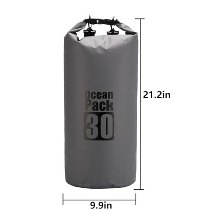 Dry Sack/Floating Waterproof Bag 2L/5L/10L/20L/30L for Boating, Kayaking, Hiking, Snowboarding, Camping, Rafting, Fishing and Backpacking - color: Gary, size: 30L