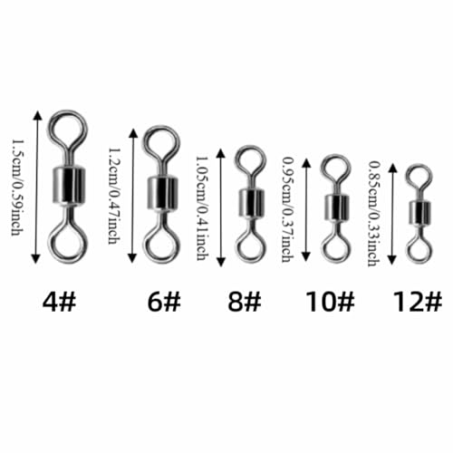 500 Pcs Rolling Barrel Fishing Swivels Kits 5 Sizes – High Carbon Steel Fishing Tackle Connectors for Saltwater and Freshwater, Storage Box Included