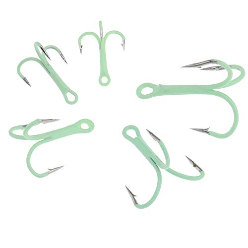 Create idea Luminous Treble Hooks,40pcs Treble Hook Fish Triple Assorted Set with Storage Organizer Box Glow in Dark Night Fishing Gear Saltwater