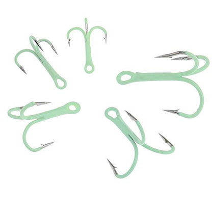 Create idea Luminous Treble Hooks,40pcs Treble Hook Fish Triple Assorted Set with Storage Organizer Box Glow in Dark Night Fishing Gear Saltwater