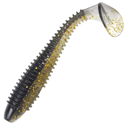 Paddle Tail Swimbaits, 2.5 inch/3inch Soft Lures Fishing Trout Crappie Bass for Freshwater and Saltwater 75PCS/60PCS - color: Black Crystal Translucent, size: 3 inch, 60 PCs