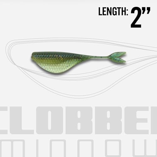 6th Sense – Clobber Minnow 2" – Soft Plastic Minnow – Crappie/Panfish Fishing – FFS Sonar Bait – (12 per Pack) Made in the USA - color: Threadfin Shad