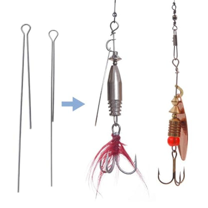 SUPERFINDINGS About 200Pcs 2 Styles Fishing Spinner Shaft 70x0.7~0.8mm Wire Spinner Bait 304 Stainless Steel Fishing Looped Spinner Parts Component Looped Wire Shafts for Fishing Lure Making Supplie