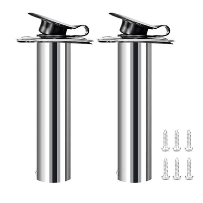 Hoffen 2Pcs Boat Stainless Steel Fishing Rod Holder Flush Mount 15/30/90 Degree with PVC Cap,Inner Tube and Gasket - style: 90 Degree