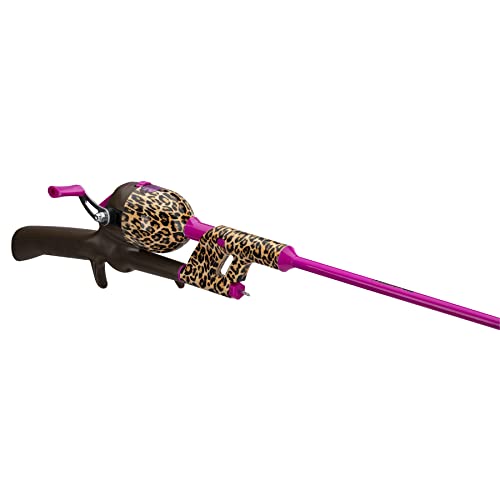 Kid Casters: Leopard Tangle-Free Fishing Combo|Spincast Reel & Practice Casting Plug | 34" Tangle-Free Combo|Inline Rod w/EZ Thread Line System (Pre-spooled w/a 6-lb Fishing line) 1.5" Fishing Bobber