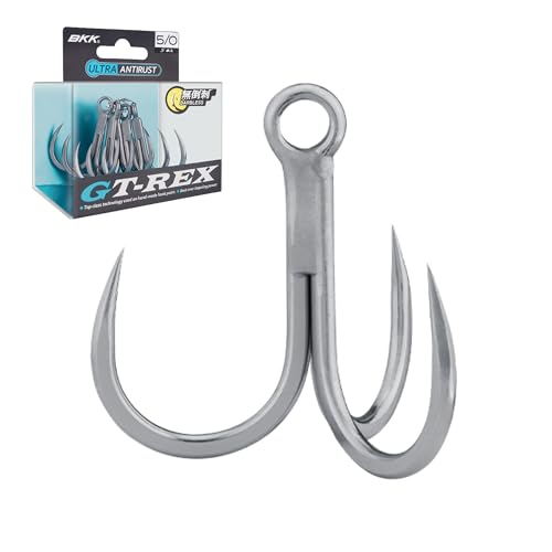 BKK GT-REX Barbless Treble Hook | 7X | Saltwater Ultra-Antirust Coating | Hand Ground | Popping & Stick Baits - size: 6/0#