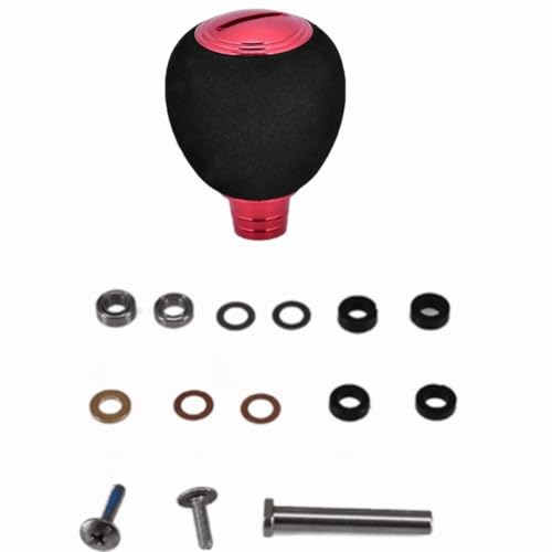 Fishing Reel Power Knob,EVA & Metal Lightweight Grip Modification Power Knob Reel Bait Casting Spinning Reels Replacement for Saltwater & Freshwater (42mm x 33mm) - color: Red