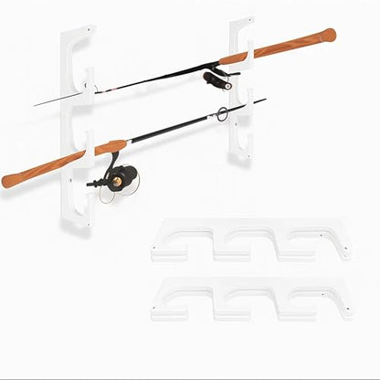 TRAPSKI Made in The USA Fishing Rod/Pole Holder Rack Organizers | Wall or Boat Mounting Fishing Rod Rack | Marine Grade HDPE Plastic | Pole Holder for up to 6 Rods | Stackable - 2 Pack - color: H3 White