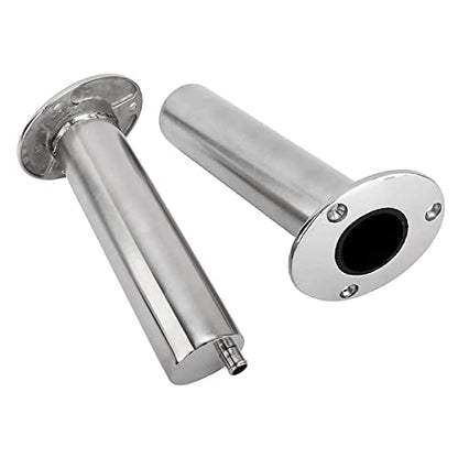 YaeMarine 4-Pack Heavy Duty Stainless Steel 316 Deluxe Rod Holders with Drain, Flush Mount Fishing Rod Pole Holders, 30 Degree /15 Degree/90 Degree - style: 15 Degree
