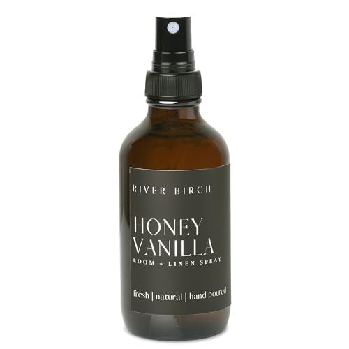 River Birch Luxury Linen and Room Spray - Home Signature Scent Honey Vanilla Room Fragrance Spray - Fragrant Fresh Linen Air Freshener For Bedding - Handmade in Texas - 4 oz Glass Amber Bottle - color: Honey Vanilla