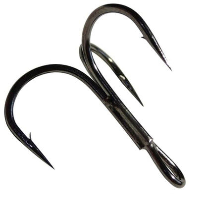 50pcs Black Fishing Treble Hooks Ultra-Sharp Treble Fishing Hooks | Round Bend Strong High Carbon Steel Barbed Fish Hook for Catfish Bass Trout Freshwater Saltwater Size: 1/0-6/0 - size: 2/0-50pcs