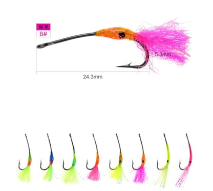 Pack of 8#8 Epoxy Body Egg Fly Artificial Glo Bug Salmon Fish Roe Bait Slowly Sinking Trout Bass Panfish Fishing Lures