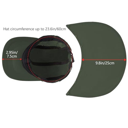 BASSDASH UPF 50+ Foldable Fishing Hat Baseball Cap with Removable Neck Flap Portable for Men Women Golf Hiking - color: Army Green With Unfoldable Brim