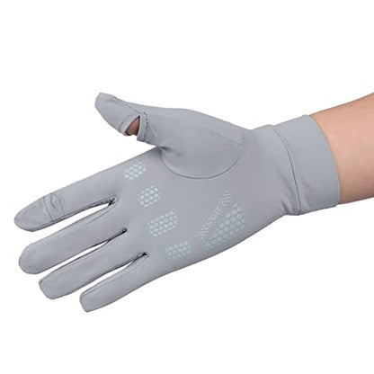 Mens Women Driving Gloves Summer UV Sun Protection Gloves Non-Slip Touchscreen Ice-Silk Sunblock Gloves for Cycling Riding - color: Standard Light Grey