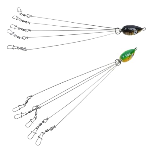 Dnyta 5 Arms Umbrella Rig kit Alabama Rig Fishing Lure Bait Rigs, 2 Pcs | Multi‑Arm Fishing Bait Rigs for Striper Bass Fishing Trout Perch Walleye Freshwater/ Saltwater Boat Trolling - color: 2 Classic Colors